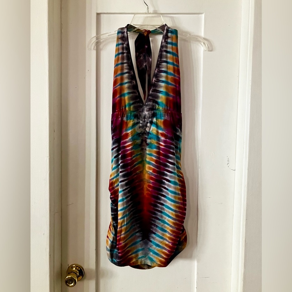 Awesomeness Designs Tie-Dye Backless Halter Dress